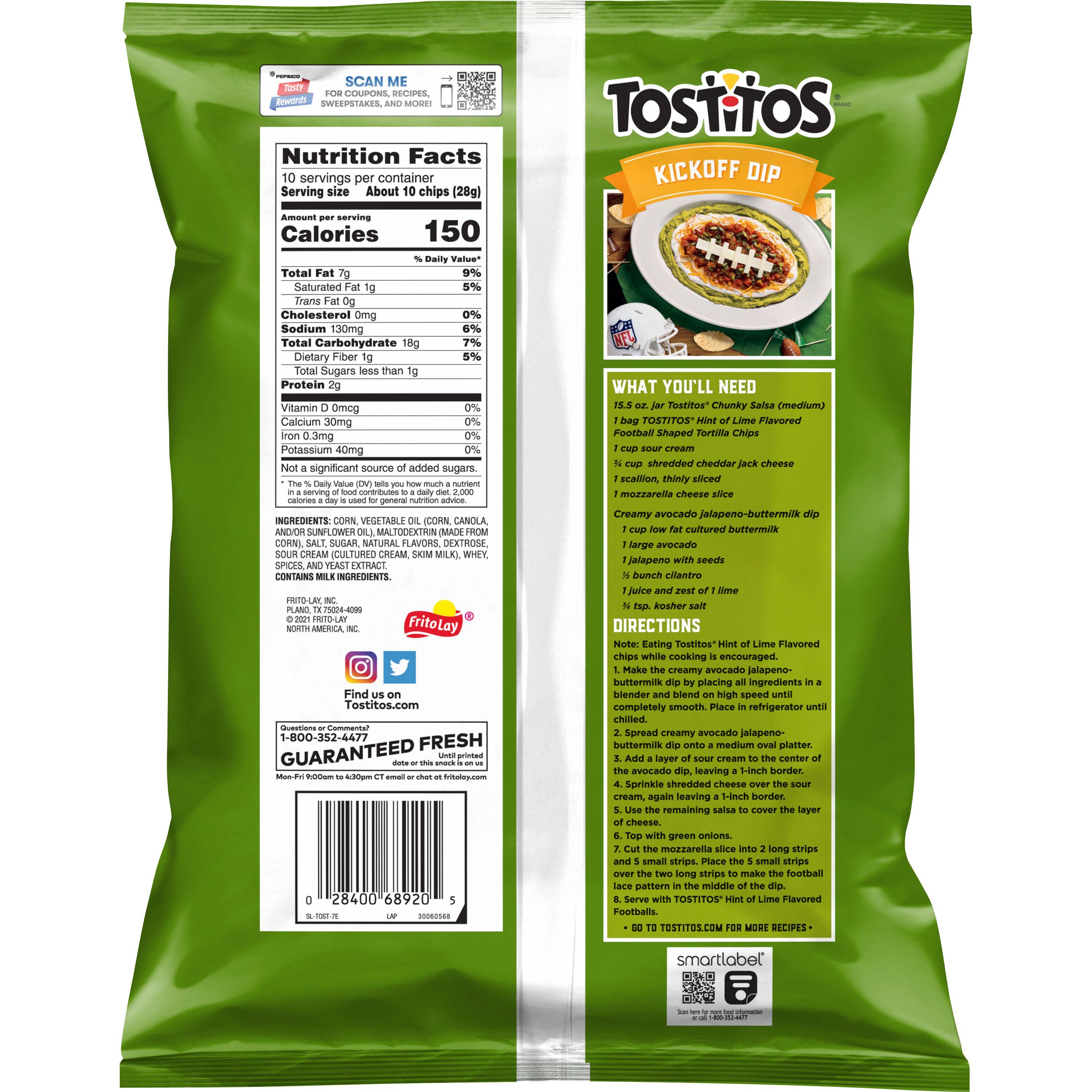 Tostitos® Bite Size Rounds Hint of Lime Flavored Football Shaped Tortilla Chips