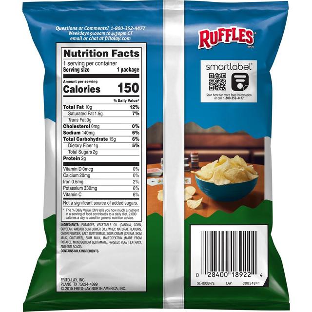 Ruffles® Sour Cream & Onion Flavored Potato Chips Shop Now at