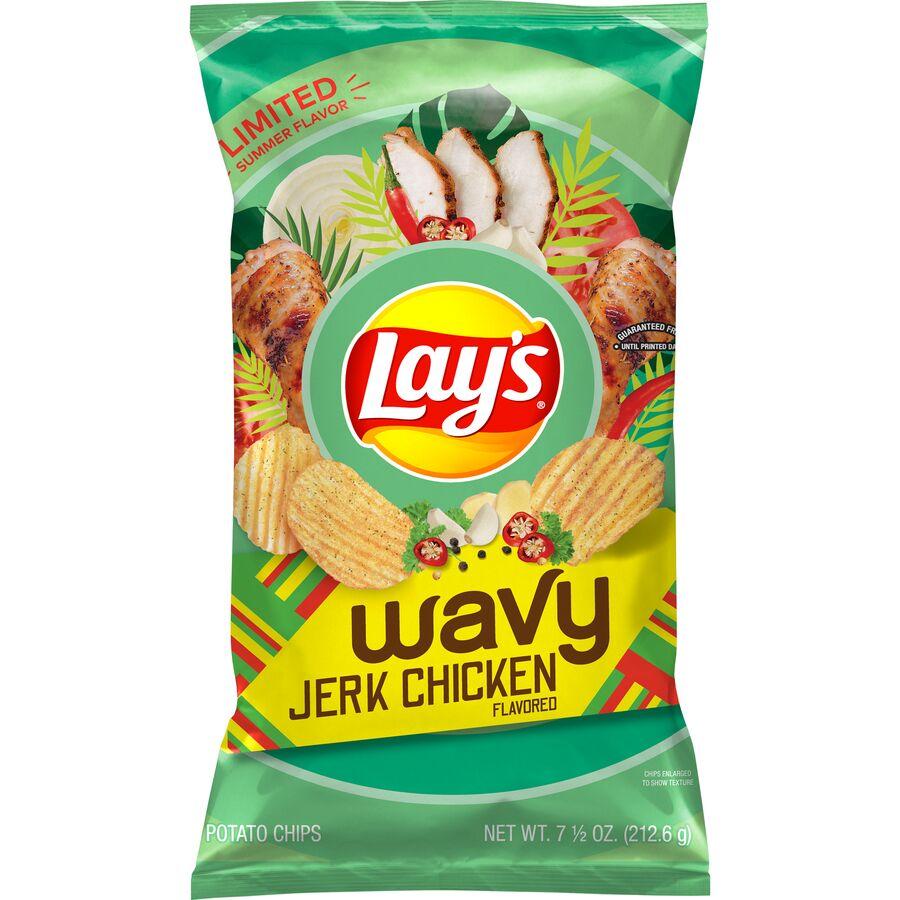 Lay's Wavy Potato Chips Jerk Chicken Flavored 7.5 Oz