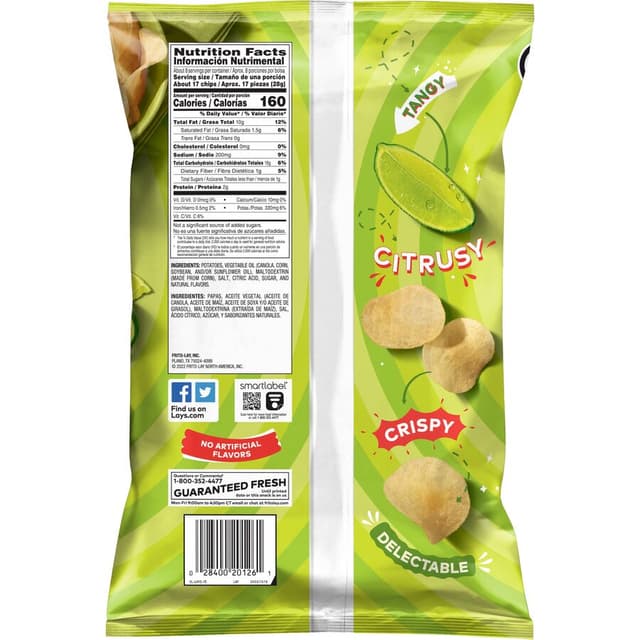 Snacks Limon Lay's® Limón Flavored Potato Chips - Shop Now at Snacks.com